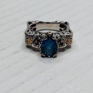 MICHAEL VALITUTTI 18K Gold London Blue Topaz Ring Size 8